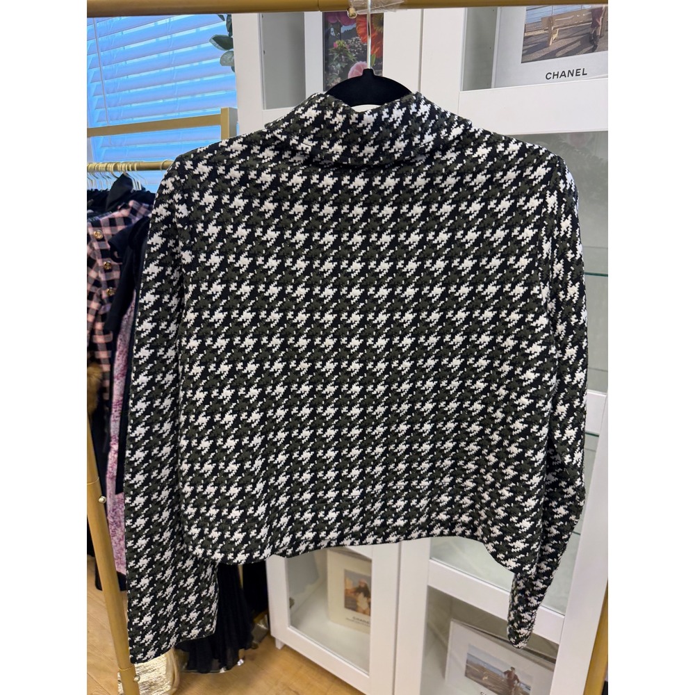 ME+EM Houndstooth Wide Box Top Women Sz 4 EUC Designer Crop Zip Pullover - Picture 9 of 16